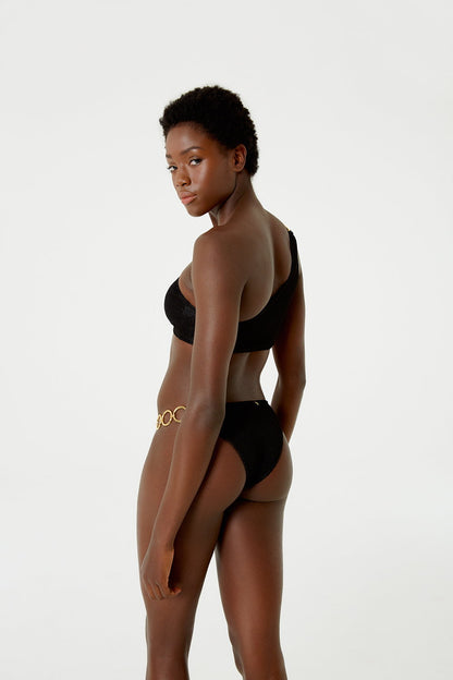 Model Back: Blueman Two Piece Swimwear Textura Wavy Shine Preto