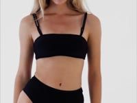 Video: Rio De Sol Two Piece Swimwear Set Shimmer-Black Bandeau-Reto Hotpants