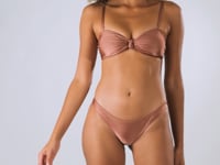 Video: Rio De Sol Two Piece Swimwear Set Shimmer-Copper Bandeau-Joy Essential